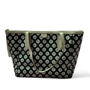 Fossil Tote Bag‎ Black White Geometric Print Coated Canvas Purse Handbag